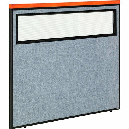 INTERION BY GLOBAL INDUSTRIAL Interion Deluxe Office Partition Panel with Partial Window, 48-1/4inW x 43-1/2inH, Blue 694759WBL